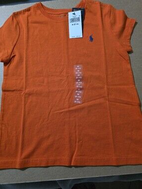 Polo by Ralph Lauren Orange Tee with Blue Pony Embroidery